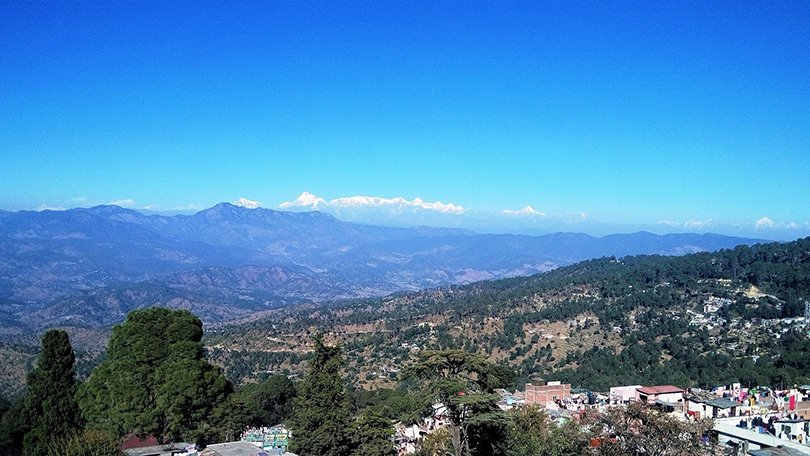 Panoramic view of Ranikhet with pine forests, Himalayan peaks best things to do in Ranikhet