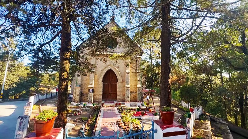 Old St. Mary’s Church with Gothic-style windows and peaceful garden in Lansdowne