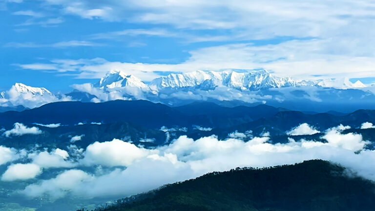 Panoramic Himalayan views of Trishul and Nanda Devi peaks from Kausani hill station in Uttarakhand, Kausani Uttarakhand Travel Guide