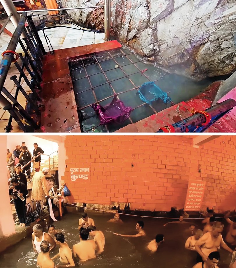 Surya Kund hot water spring in Yamunotri Dham Yatra 2026, pilgrims cooking prasad as sacred ritual