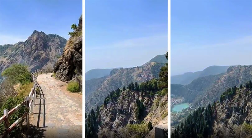 Lands End viewpoint with deep valley and Khurpatal Lake view near Nainital