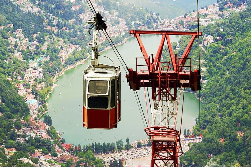 Ropeway cable car ride over Naini Lake offering aerial views of Nainital